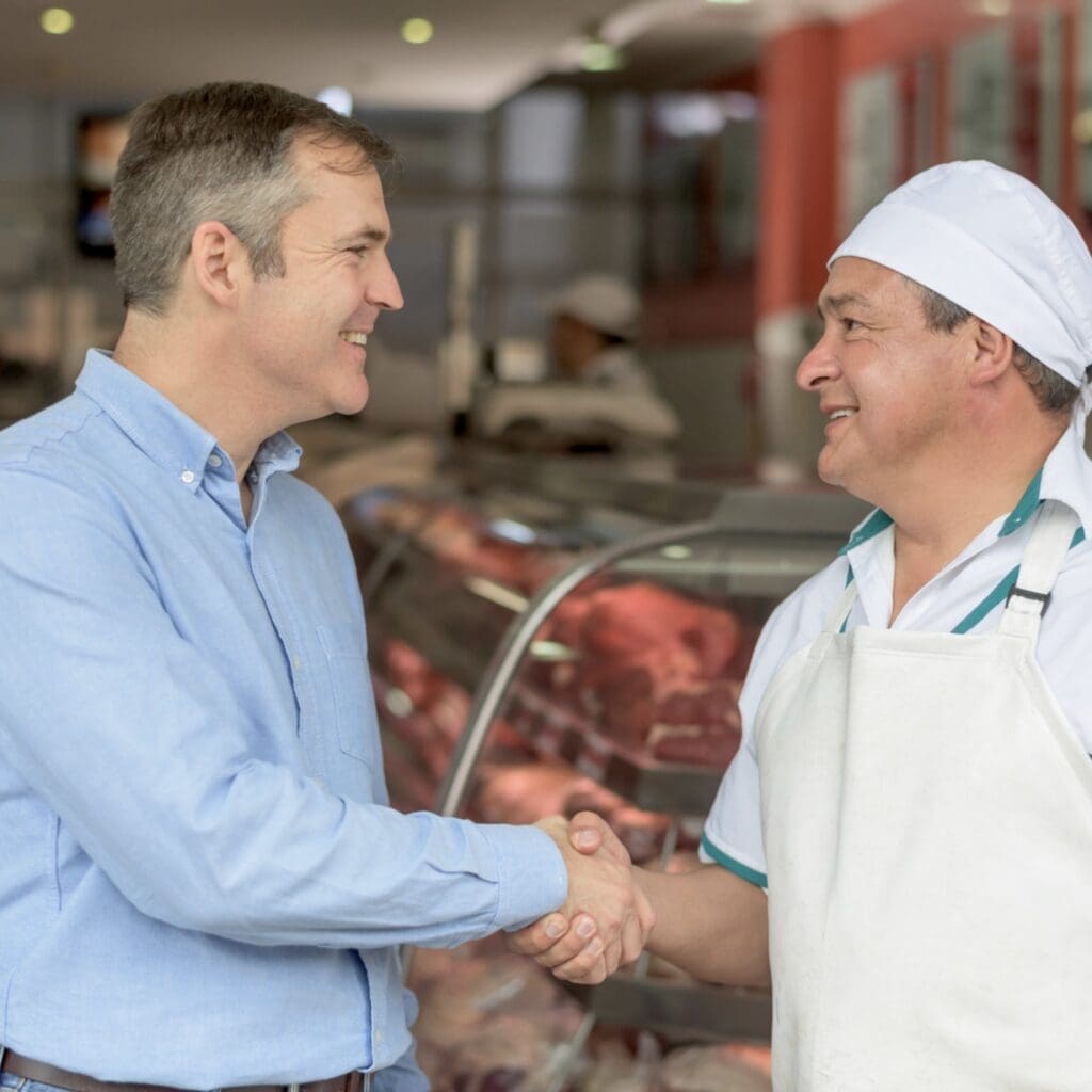 Shaking hands with customer